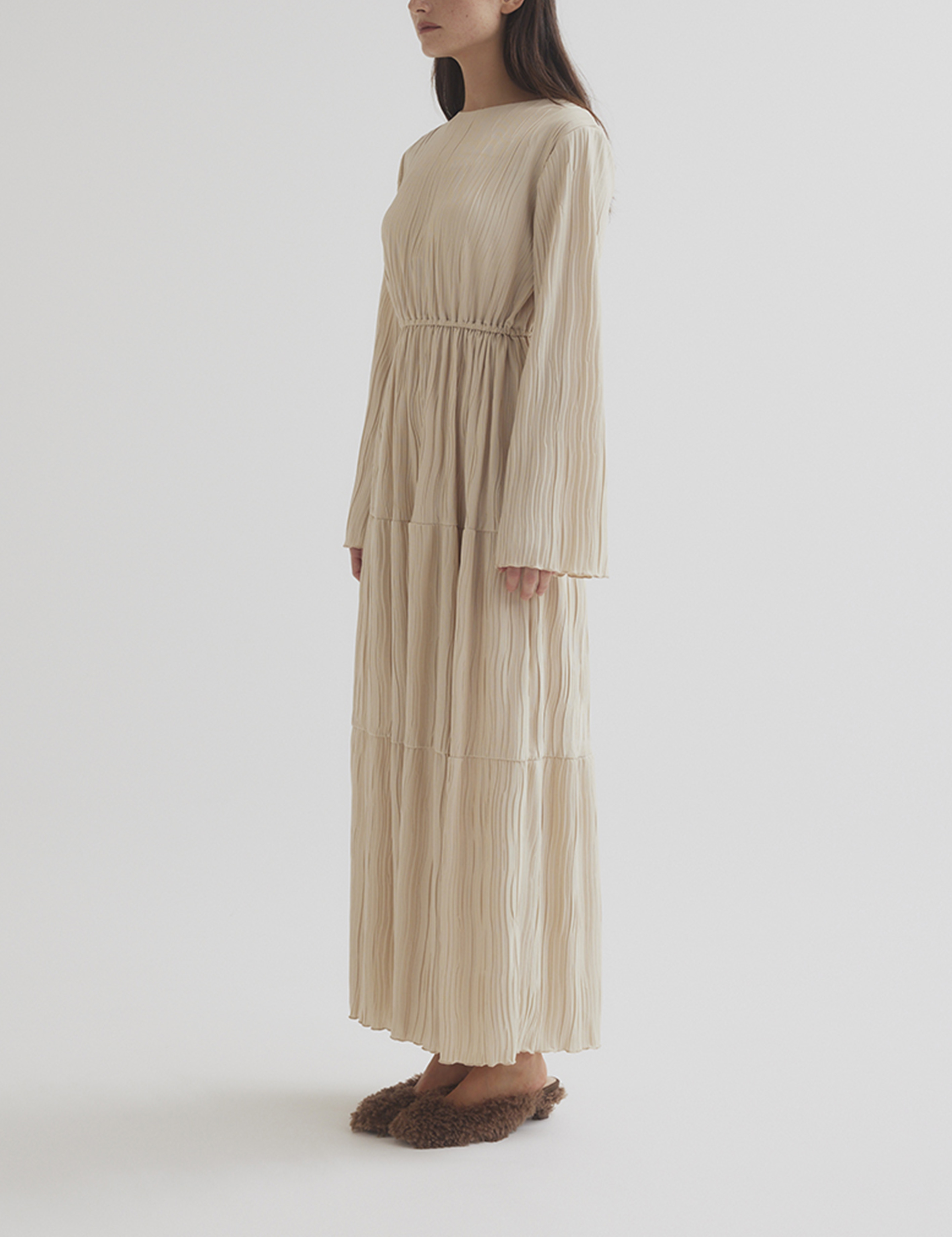 ランデブーRANDEBOO Natural square dress (beige) - ロングワンピース